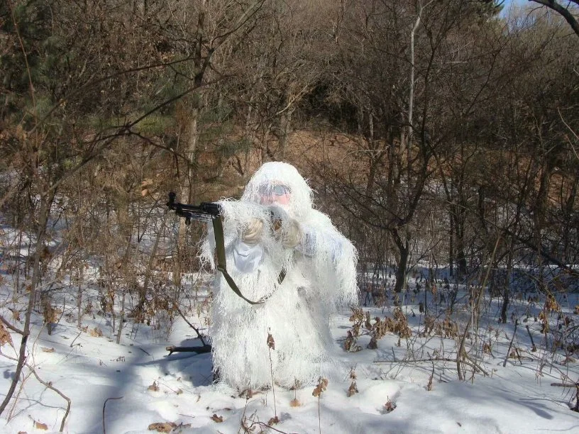 Grass Like Ghillie Suit, Snow Withe Suit, Snofiy Hunting Clothings