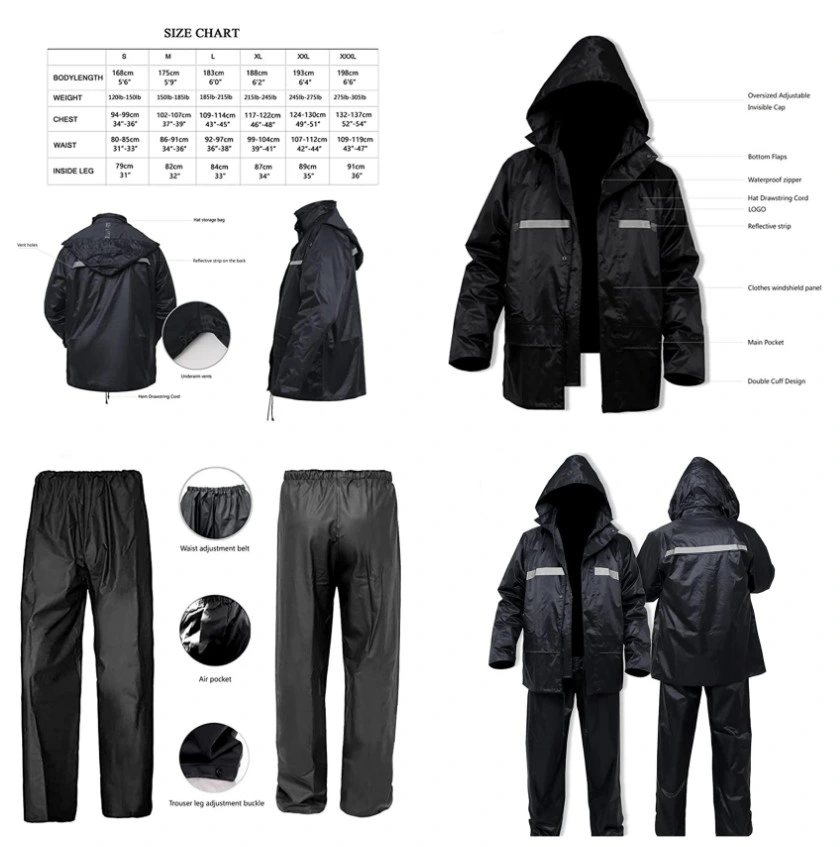Mens Workwear Uniform Motorcycle Raincoat Waterproof Rain Coat Manufacturers