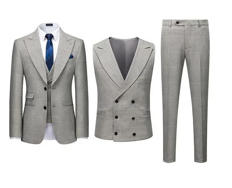 OEM Three-Piece Men&prime;s Suit Stylish Slim Office Wedding Suit Jacket + Pants + Vest