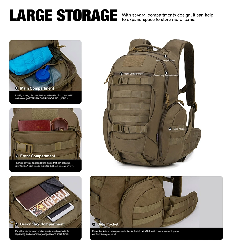 Manufacturer Custom New Outdoor Small 28/35L Mochilas Survival Camouflage Hunting Hydration Tactical Backpack