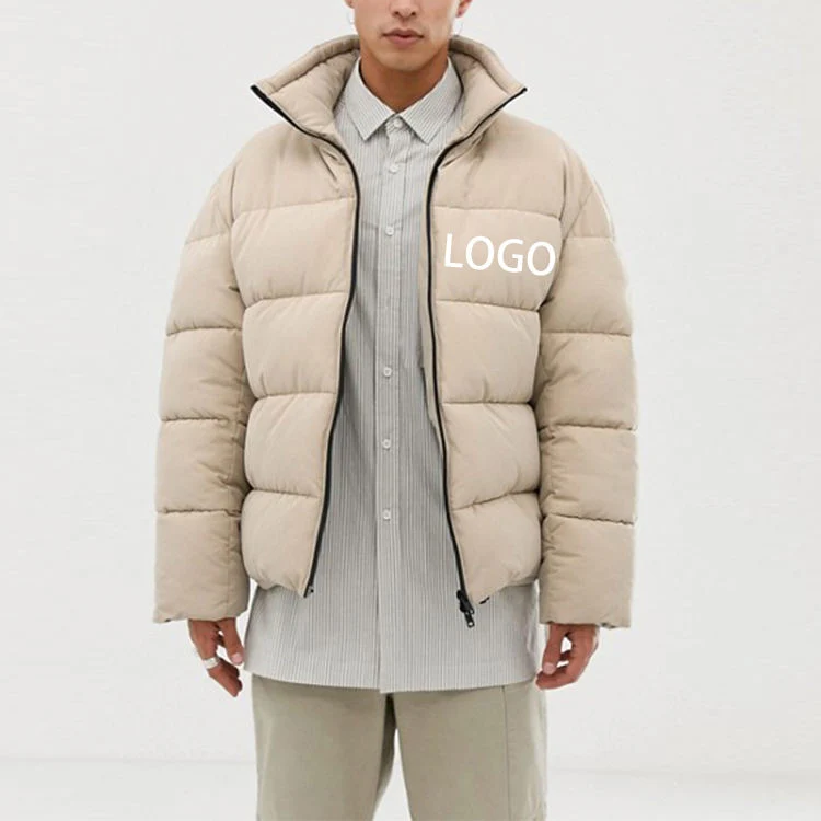 Custom Logo High Quality Winter Puffer Coat Streetwear Oversized Print Men Down Jacket