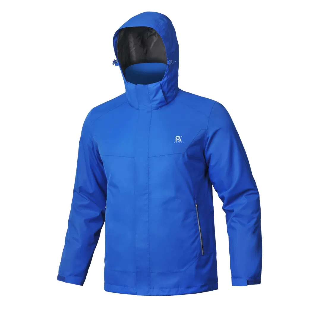 Men Lightweight Waterproof Rain Windbreak Jacket Detached Hood with Elastic Cord Stopper