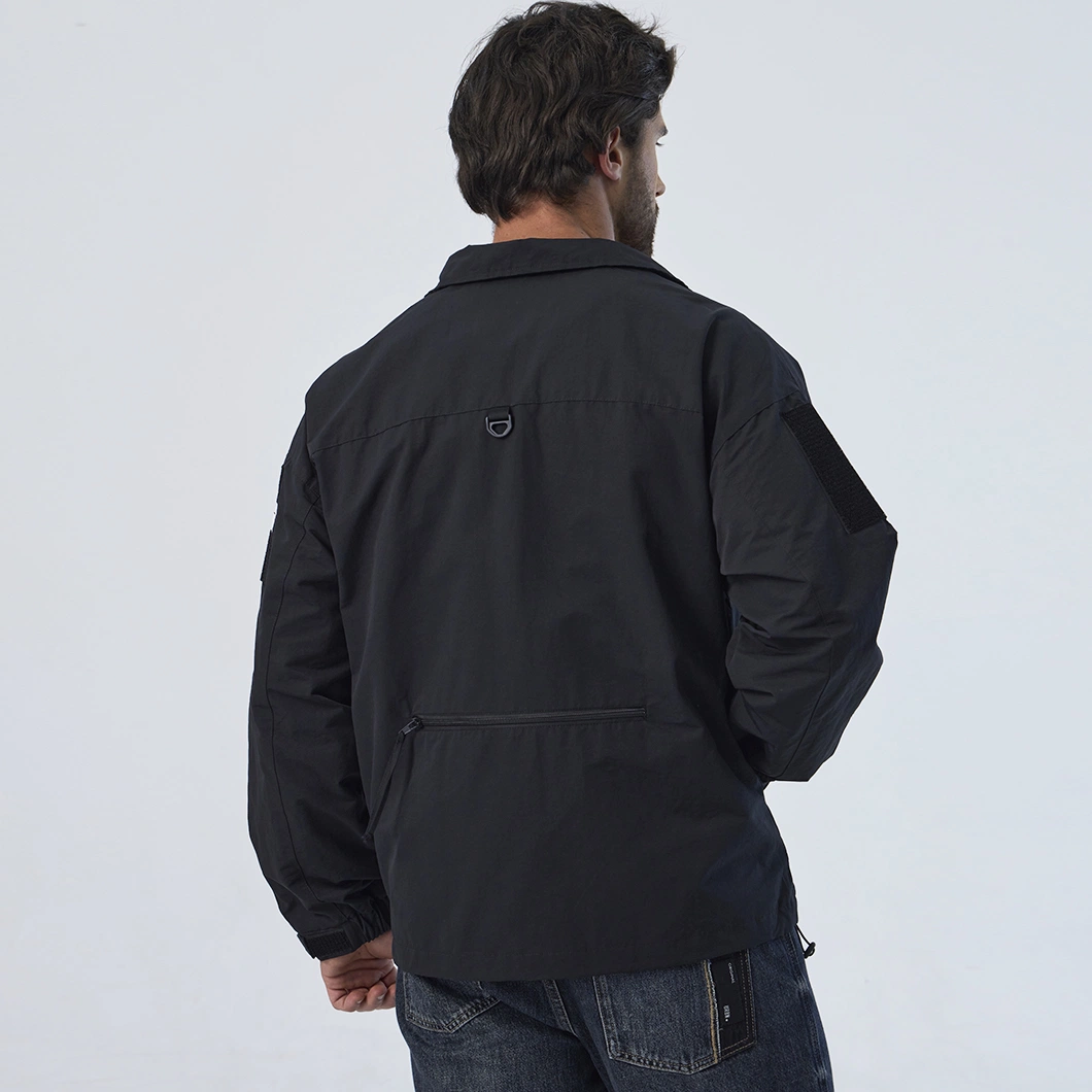 Custom Full Zipper Black Windbreaker Outdoor Jackets Men Casual Coat