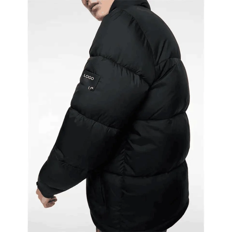 Factory Warm Puffer Jacket Embroidery Oversized Coat Man Stand Collar Winter Blank Down Jacket Bubble Jacket for Men