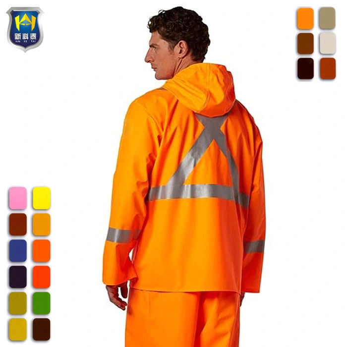 Custom Men&prime;s Stretch Hi Vis PU Rain Jackets