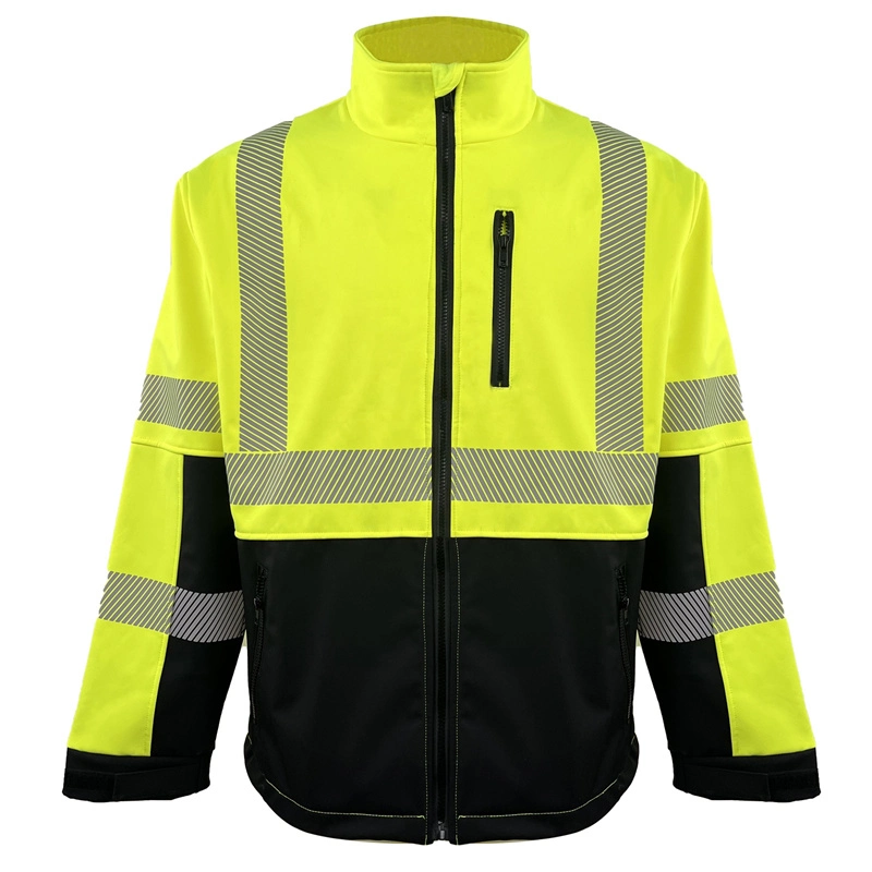 Customized His Vis Waterproof Windbreaker Softshell Breathable Reflective Jacket Factory Outdoor Protective Work Uniform Workwear Safety Wear