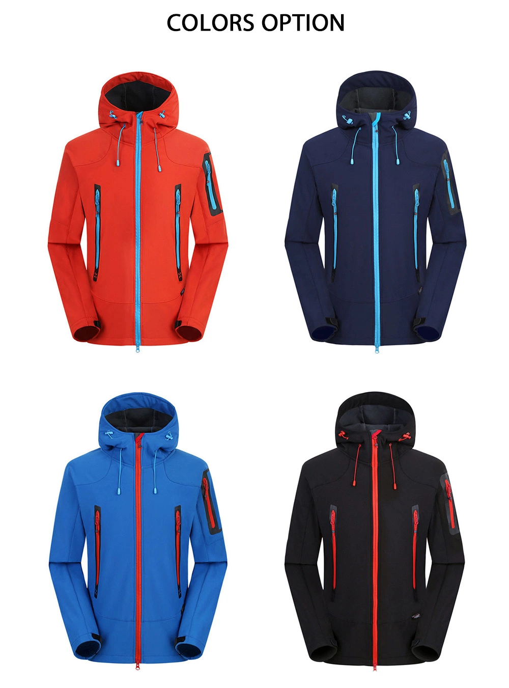 Warm Heated Windproof Sports Hoodie Custom Rain Softshell Jacket for Men