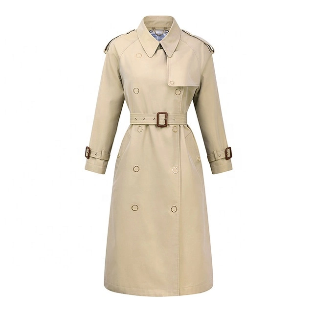 High-Quality Waist Tie Trench Coat Turn-Down Collar Women Vintage Wind Breaker Jacket