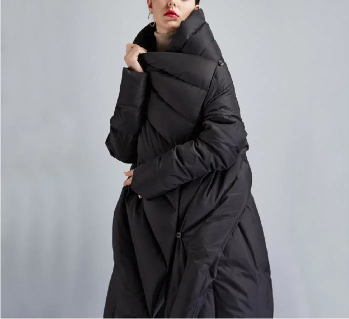 European and American Women Coat Medium and Long Down Coat Fashion New Manufacturer Wholesale Cape Down Coat