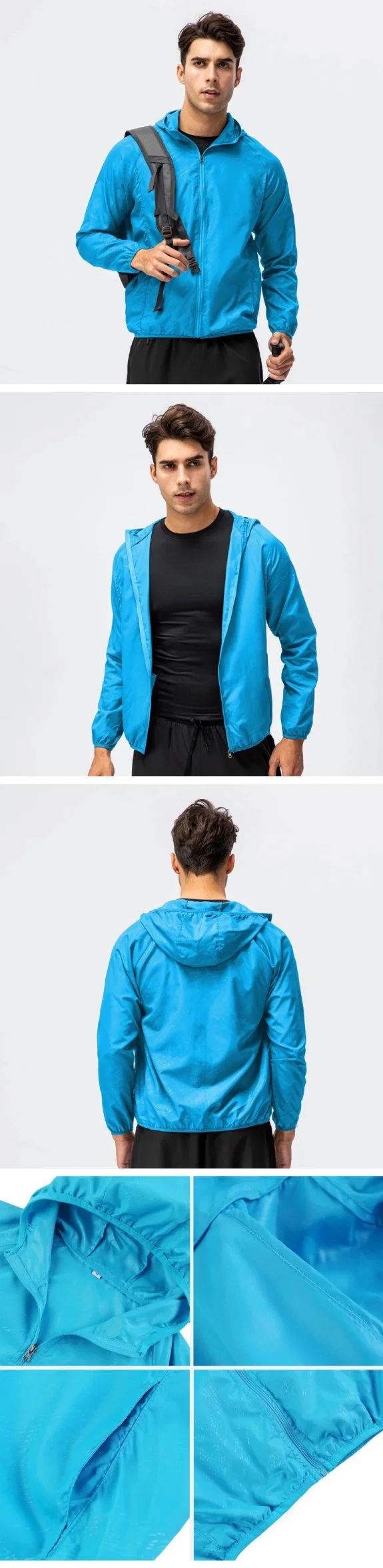 Stylish Women&prime; S Full Zip Exercise Jacket with Hat Plus Size Biker&prime; S Sports Coat Packable Lightweight Unisex Jacket for Running Hiking