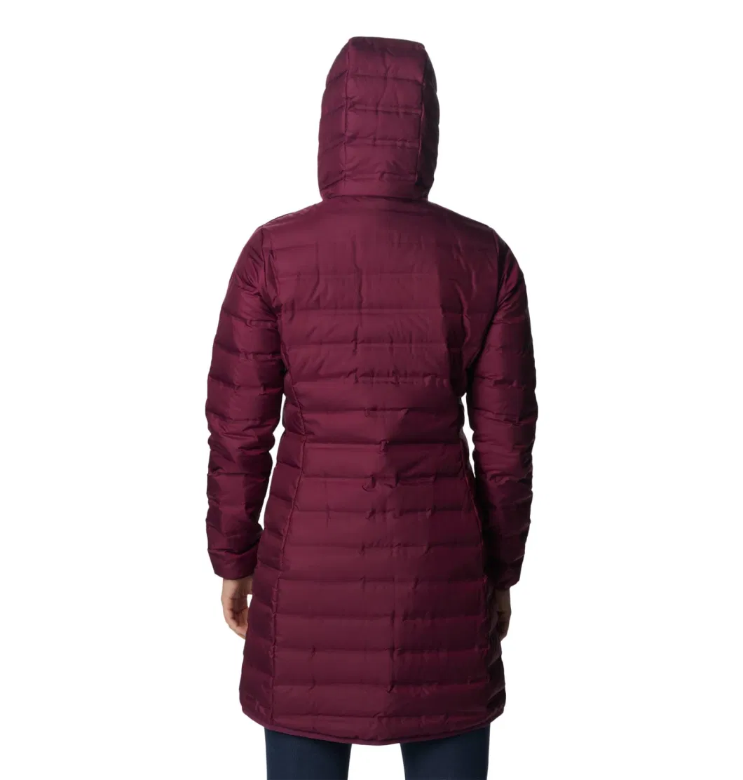 Asiapo China Factory Womens Pink Thermal Ultra Alternative Lightweight Water-Repellent Insulated Down Long Hooded Jacket