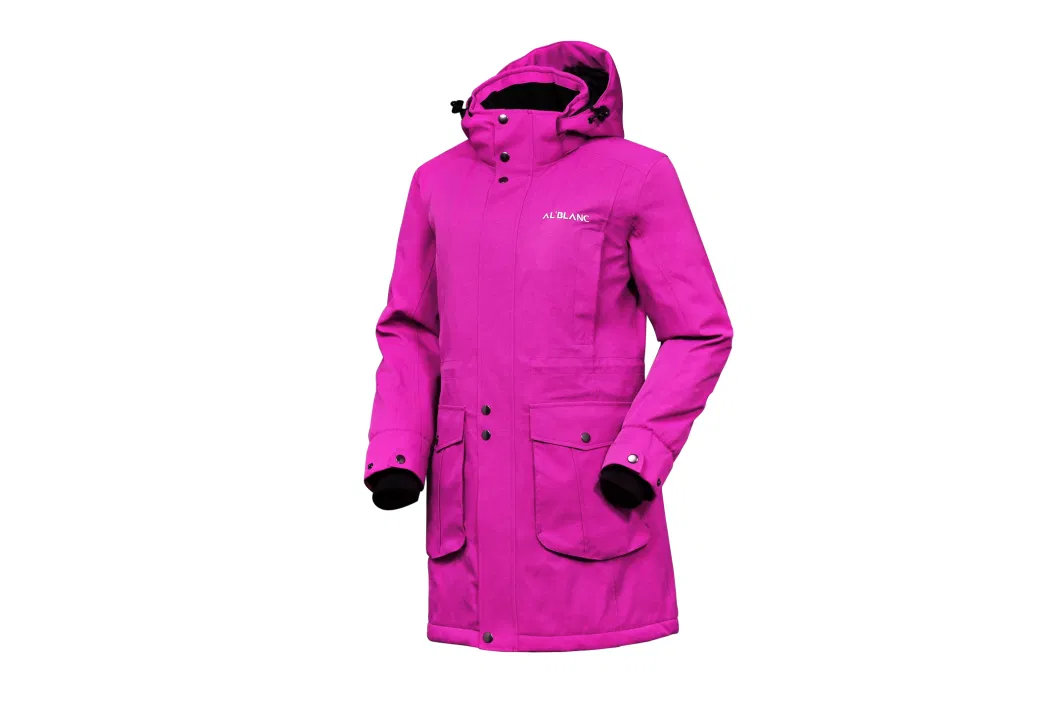 Factory Directly Warm Winter Lady Outdoor Long Purple Windproof Waterproof Padding Jacket