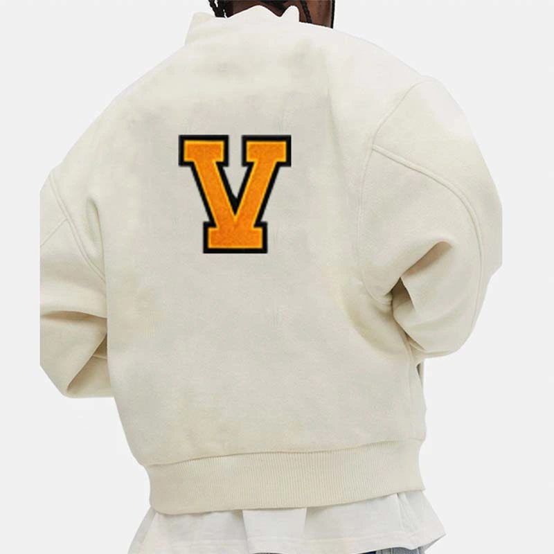 Manufacturers Letterman Street Wear Fleece Chenille Baseball Jersey White Embroidery Wholesale Men Jackets