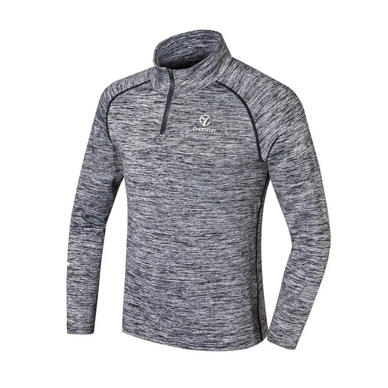 Sports Long-Sleeved T-Shirt Man Half-Open Collar Quick Dry Clothes Outdoor Ventilation