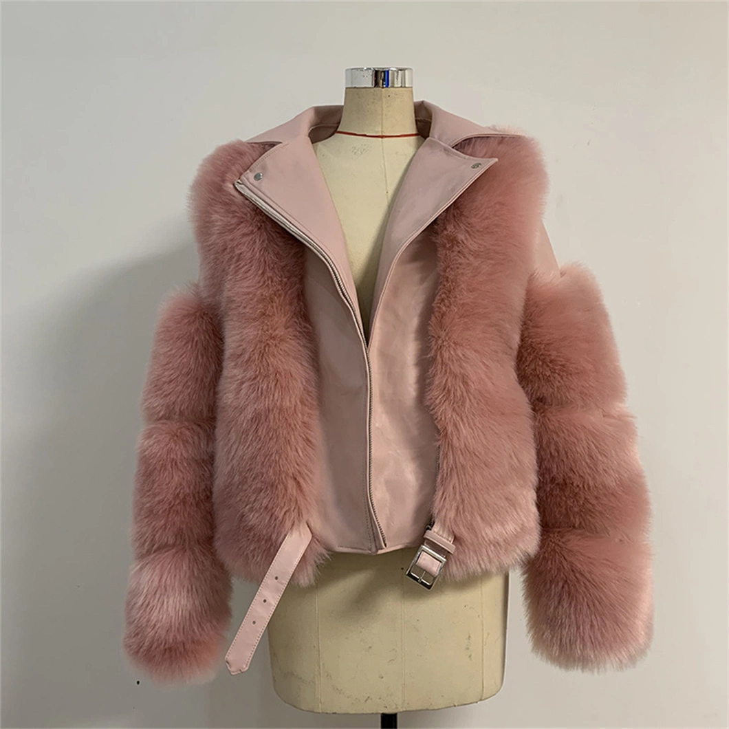 Fur Coat Lady Imitation Fox Fur Patchwork Leather Jacket Xysx05140 Fashion Clip Cotton Warm Coat