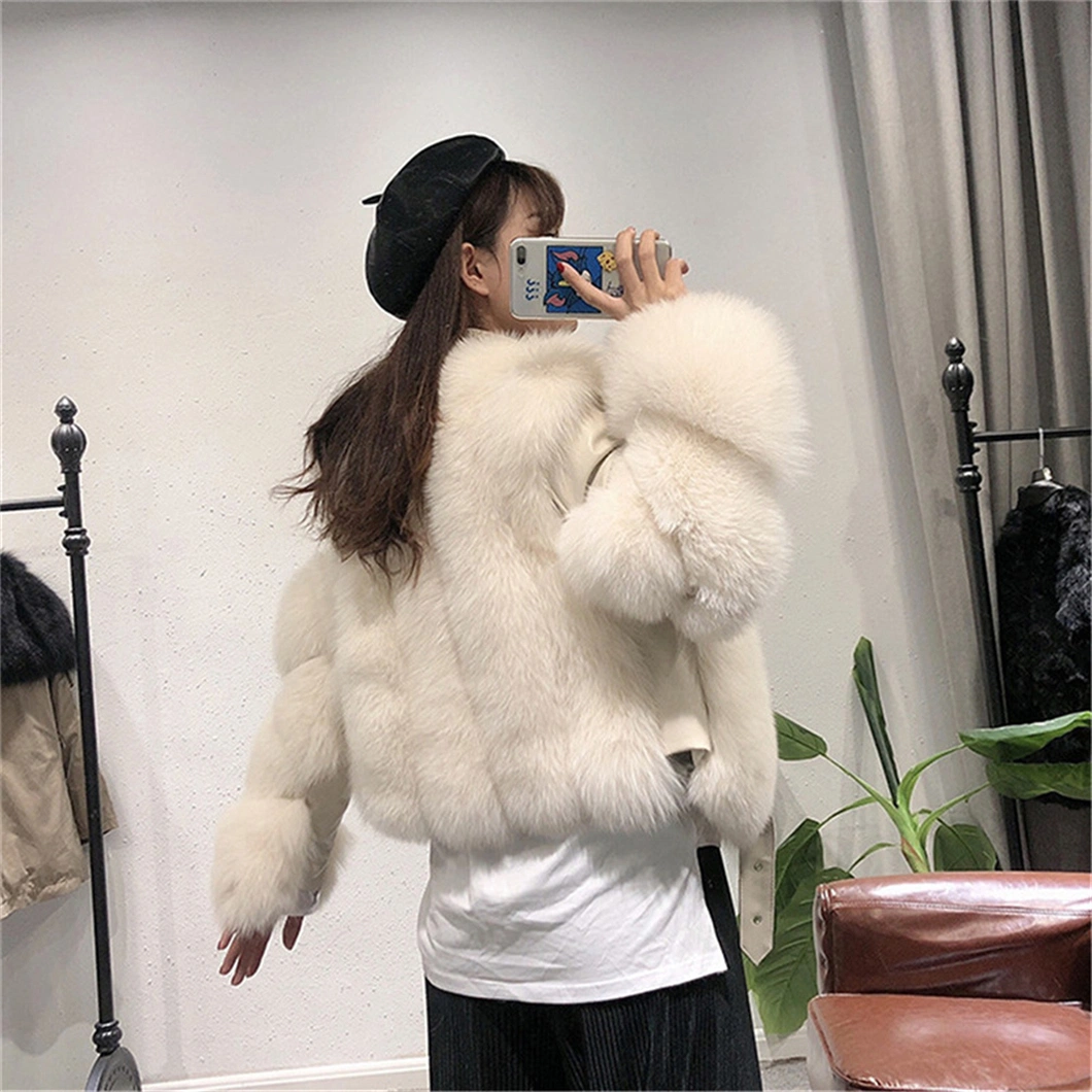 Fur Coat Lady Imitation Fox Fur Patchwork Leather Jacket Xysx05140 Fashion Clip Cotton Warm Coat