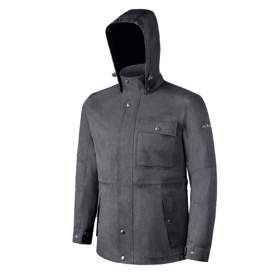 China Supplier Men Outdoor Waterproof Hoody Jacket Windbreaker Breathable Black Clothes Rain Jacket