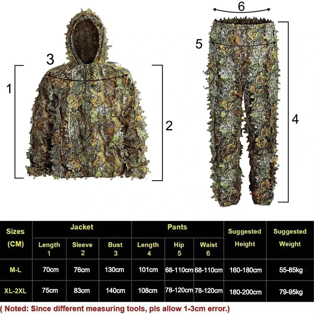 Tactical Military Combat Clothes Set Ghillie Suit Men Women Kids 3D Leafy Bionic Camouflage Hunting Clothing CS Shooting Suit
