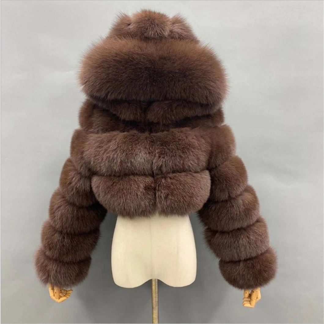 2023 New Winter Coat Hooded Fashion Warm Short Plus Size Overcoat Multicolor Women Faux Fur Jacket