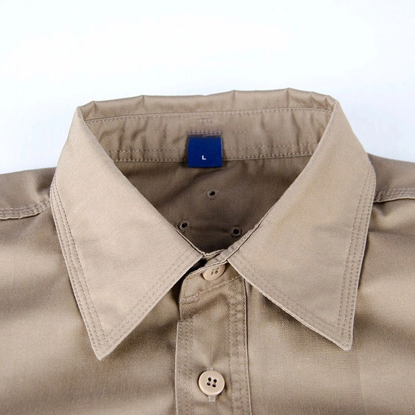 Custom Long Sleeve Solid Color Industrial Shirt Work Wear Shirt Manufacturer Turn Down Work Wear