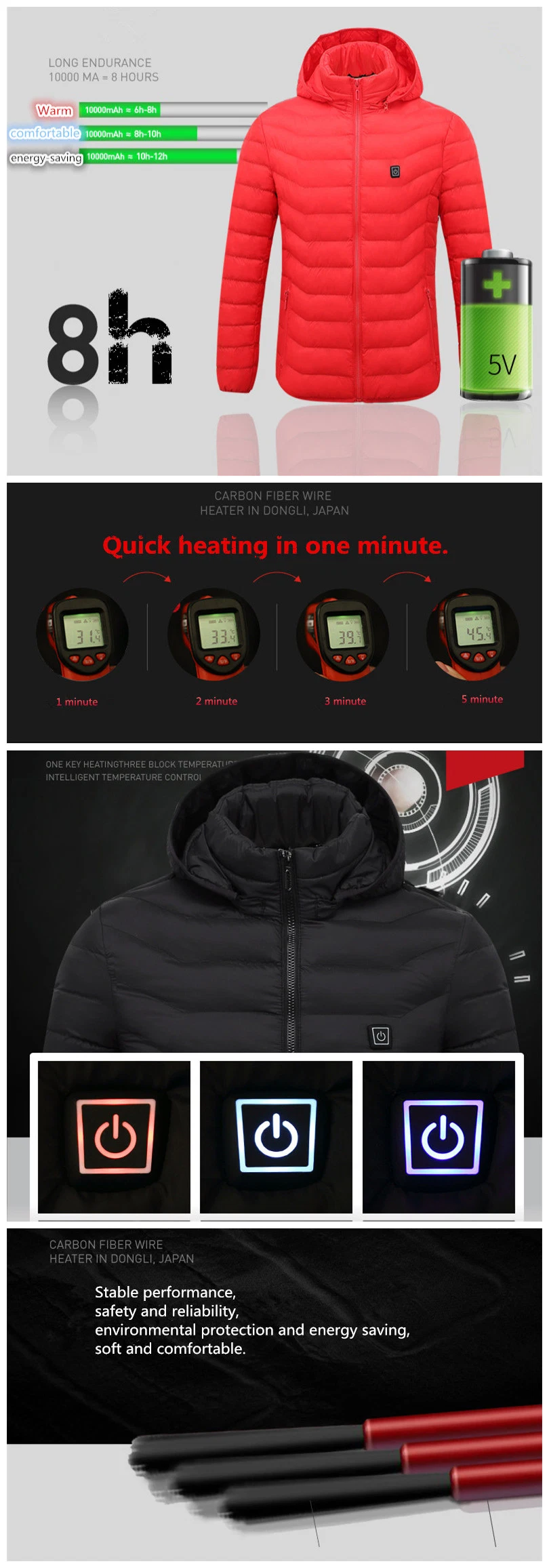 New Winter Multiple Intelligent Heating Coat Lightweight USB Down Jacket From Manufacturer