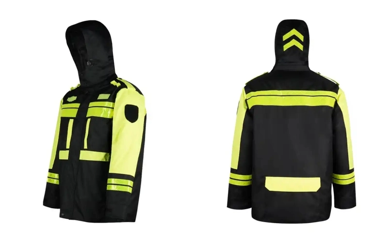 Custom Hi Vis PPE Hoodie Polyester Oxford Windproof Reflective Safety Clothing Outdoor Raincoat Bomber Winter Workwear Safety Jacket