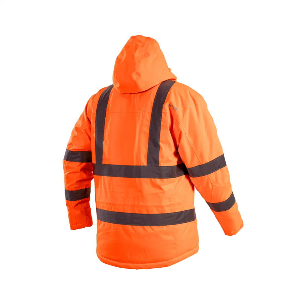 Men 100d Softshell Polar Fleece Polyester Hi Vis Reflective Safety Waterproof Winter Jacket Workwear