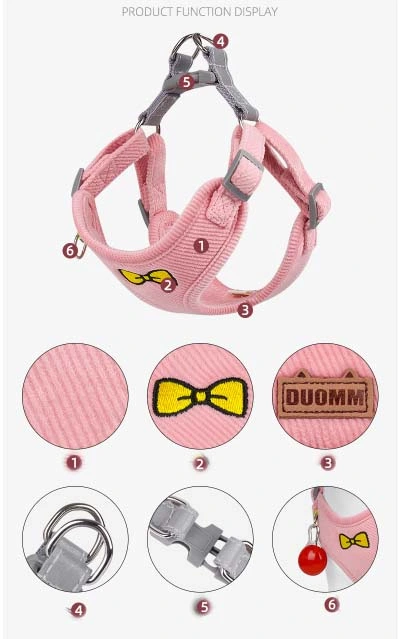 Outdoor Reflective Tape Embroidery Bow Dog Pet Chest Strap Vest