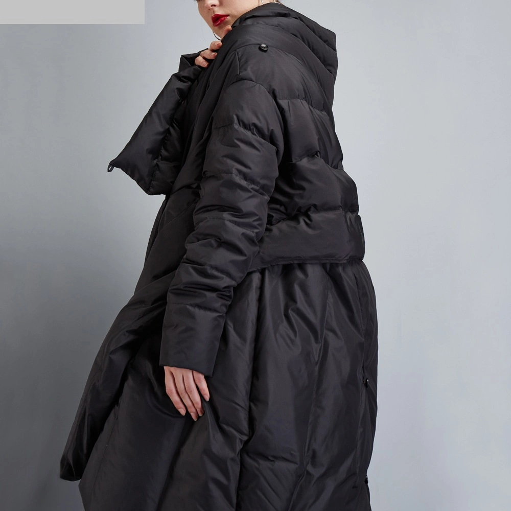 European and American Women Coat Medium and Long Down Coat Fashion New Manufacturer Wholesale Cape Down Coat