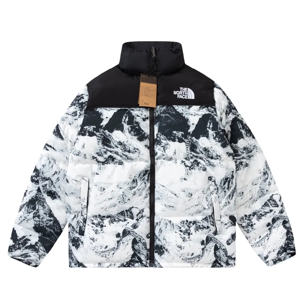 Customized All Over Mountain Design Thick Bubble Coat for Men Streetwear Winter Bandana Men Puffer Jacket Manufacturer