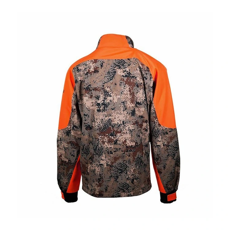 Mens Contrast Color Camouflage Softshell Fleece Hunting Jackets