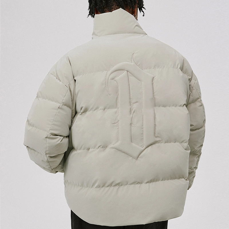 OEM Blank Zipper Stand Collar Jacket Custom Logo Men Padded Down Coats Cotton Mens Down Winter Coats
