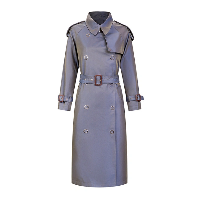 High-Quality Waist Tie Trench Coat Turn-Down Collar Women Vintage Wind Breaker Jacket