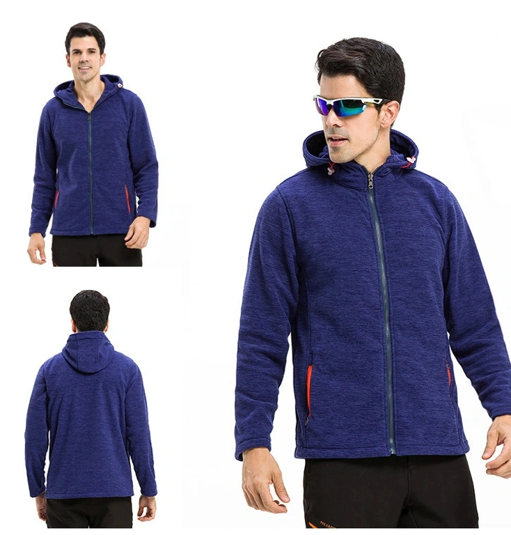 Factory Customized Fleece Outdoor Zipper-up Windproof Hoodied Keep Warm Jacket Autumn Winter