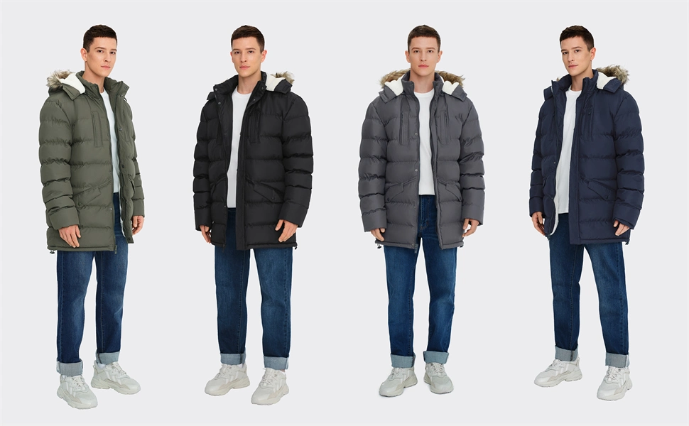 Men&prime; S Long Winter Coats Warm Water-Resistant Puffer Hooded Windbreaker Insulated Thicken Jackets Coat with Hood for Men