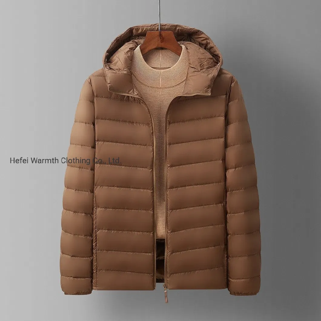 Clothing Manufacturers Men&prime;s Packable Down Jacket Lightweight Hooded Winter Coat
