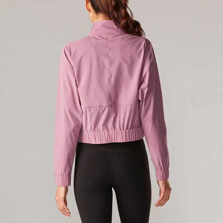 Wholesale Light Weight Hoodies New Design Polyester Custom Zip up Bomber Jacket Women Crop Windbreaker