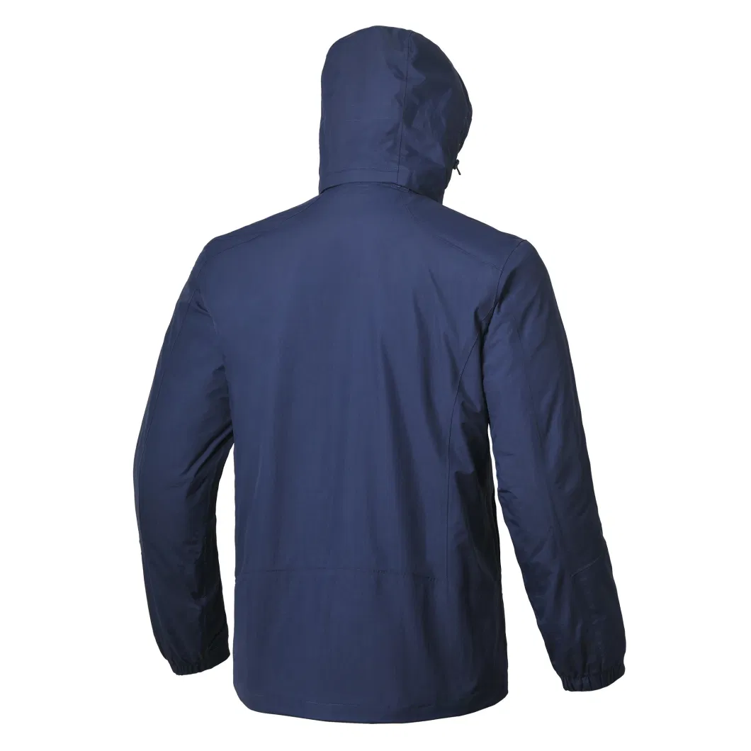 Men Blue Waterproof Rain Jacket Windbreaker Sports Running Jacket with Mesh Lining