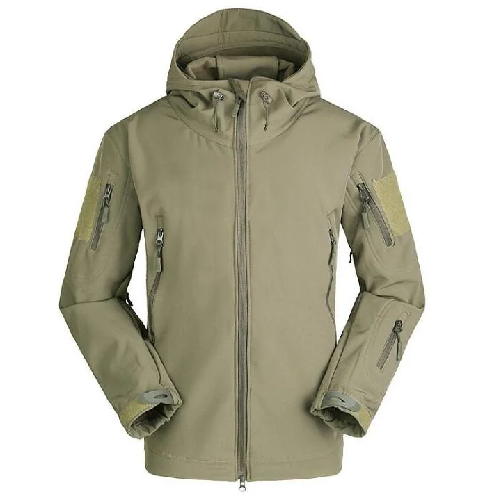 Men&prime;s Hoodie Fleece Jacket 6 Zip-Pockets Warm Winter Jacket Military Tactical Jacket