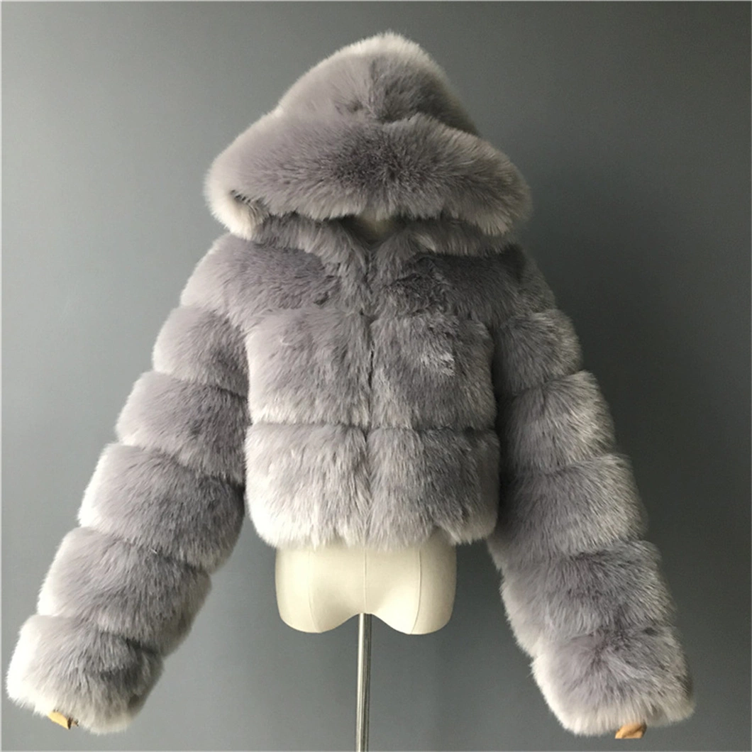 Women Fashion Multicolor Warm Hooded Fur Coat Plus Size S-8XL Winter Jacket