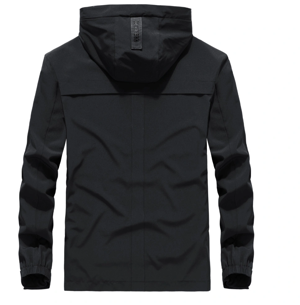 Men&prime;s Black Waterproof Breathable Windproof Rain Lightweight Outdoor Clothing Rain Jacket