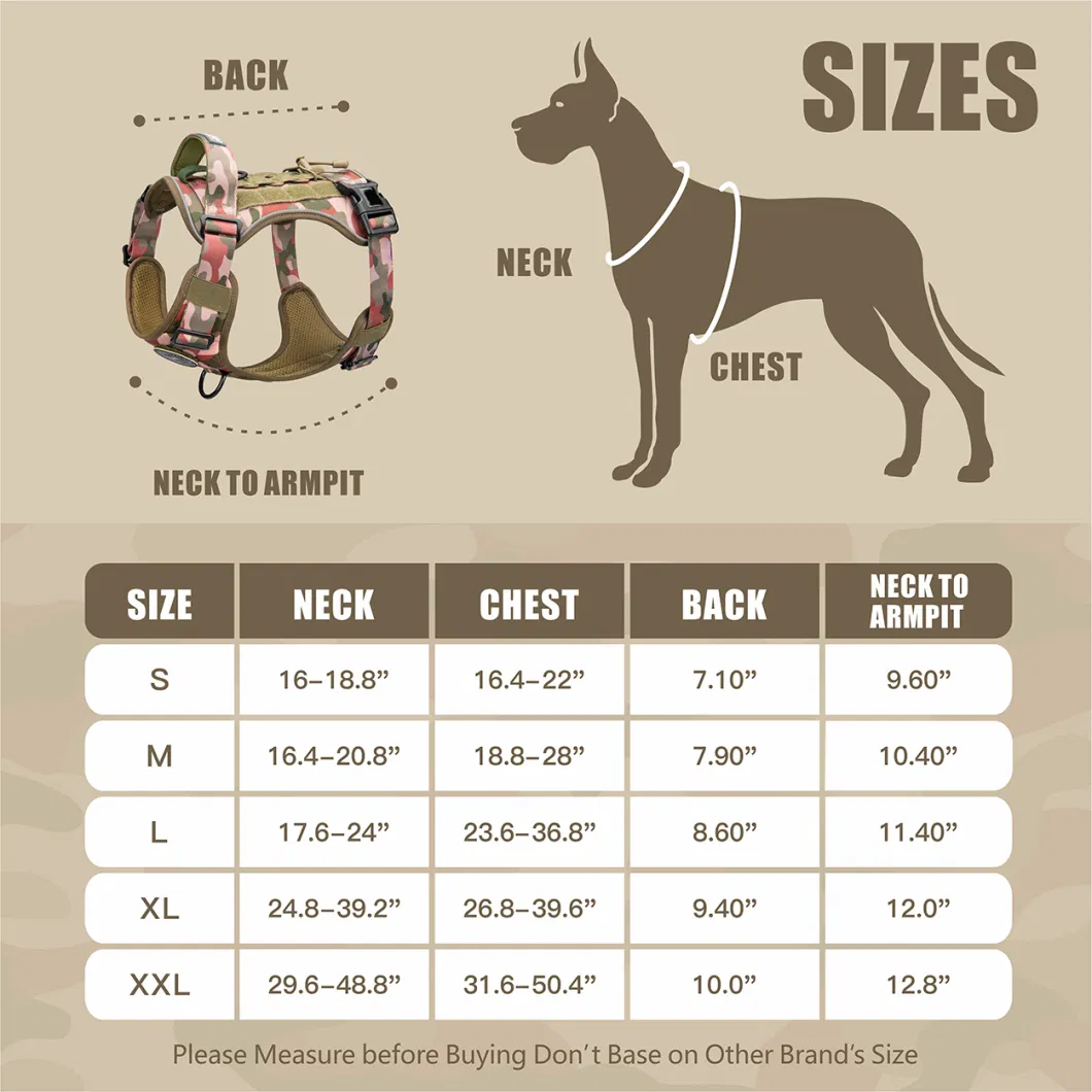 Hanyang Manufacturer Service Tactical Style Dog Vest Outdoor Hunting Dog Harness No Pull K9 Reflective Tactical Dog Harness