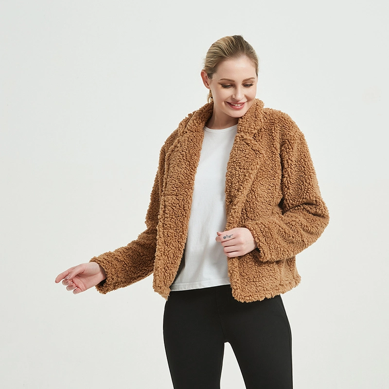 Women&prime;s Sherpa Fleece Jacket Faux Fuzzy Long Sleeve Casual Zip up Bomber Coat