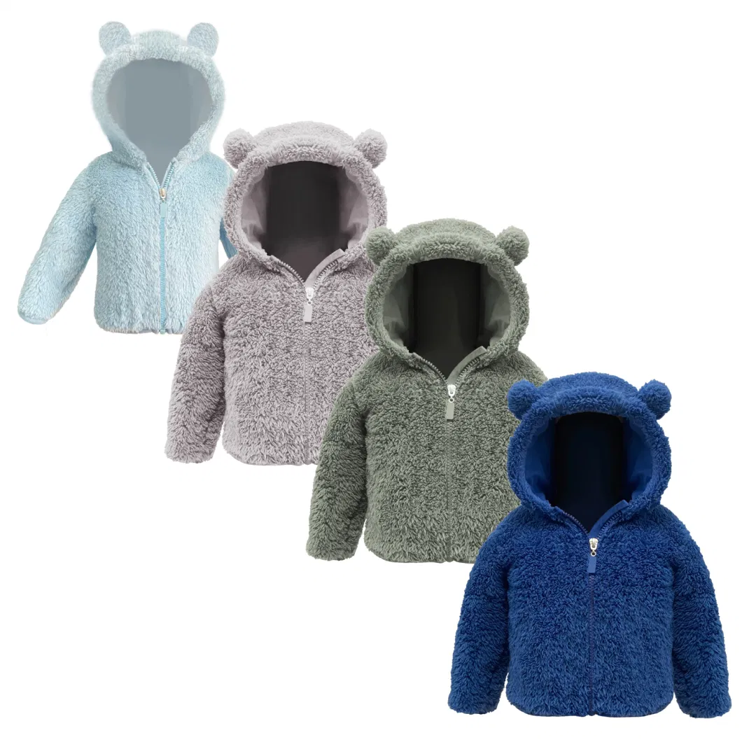 Thick Coat Flannel Sherpa Pullover Tops Toddler Little Girls Fleece Kids Winter Fleece Zipper Hooded Jacket