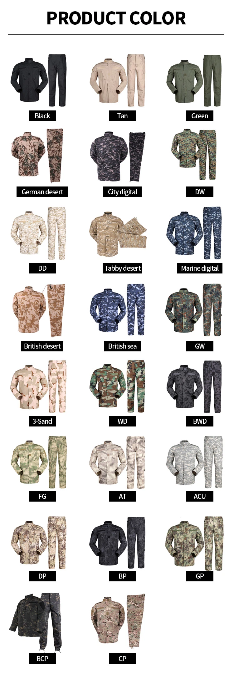 Sabado Wholesale Tactical Camouflage Uniform Anti-Wrinkle Outdoor Hunting Camo Uniform Clothing