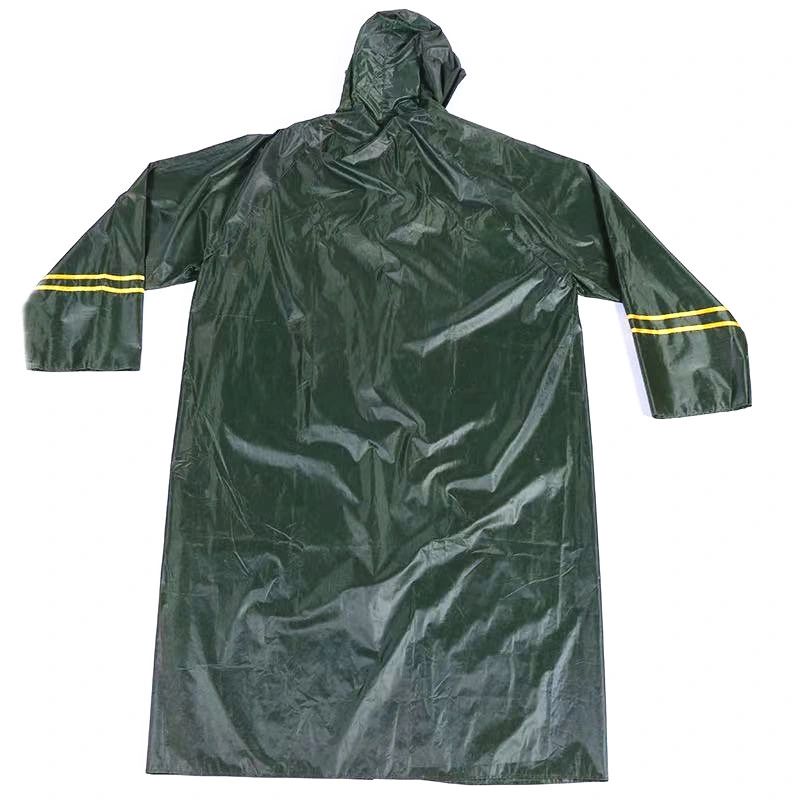 PVC Polyester Rain Gear Hood Visible Reflective Safety Rain Coat