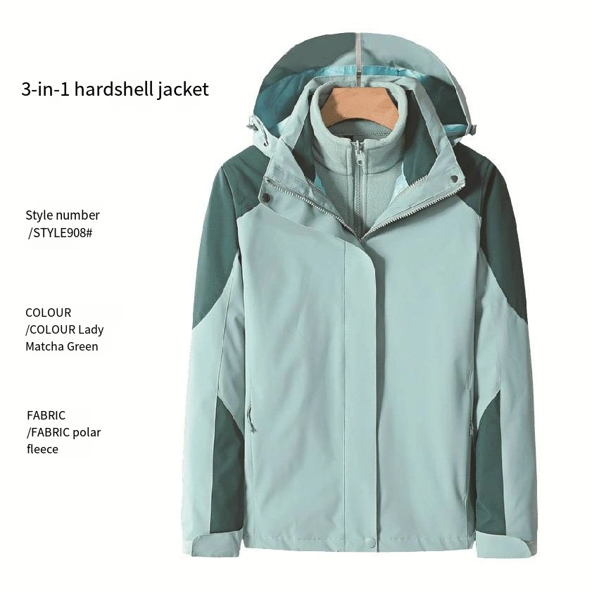 Three-in-One Outdoors Jacket Winter Outdoor Waterproof Windproof Hiking Fishing Clothing Suit Hardshell Jacket for Men and Woman