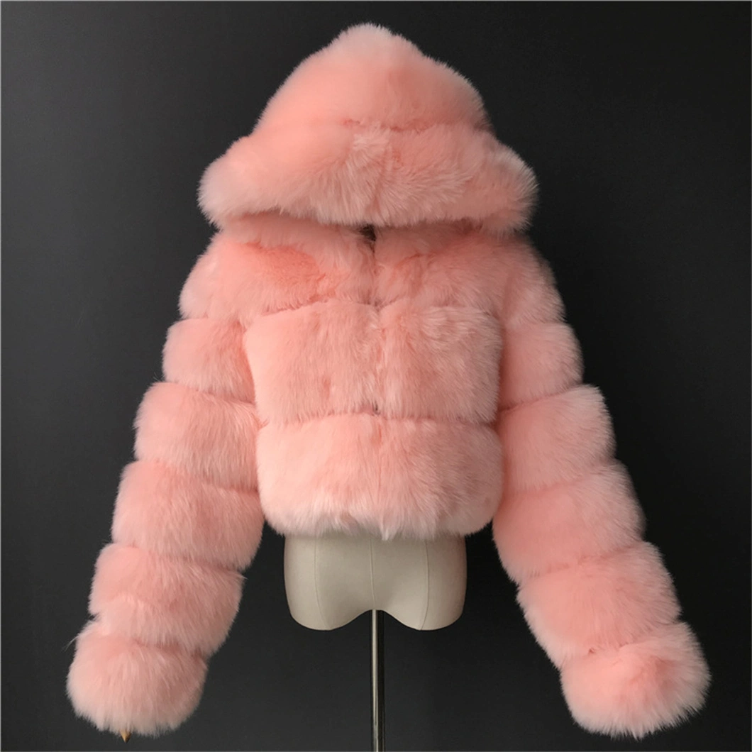 Women Fashion Multicolor Warm Hooded Fur Coat Plus Size S-8XL Winter Jacket