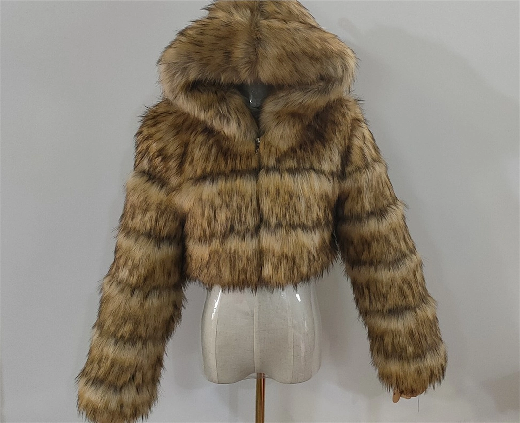 Women Fashion Multicolor Warm Hooded Fur Coat Plus Size S-8XL Winter Jacket