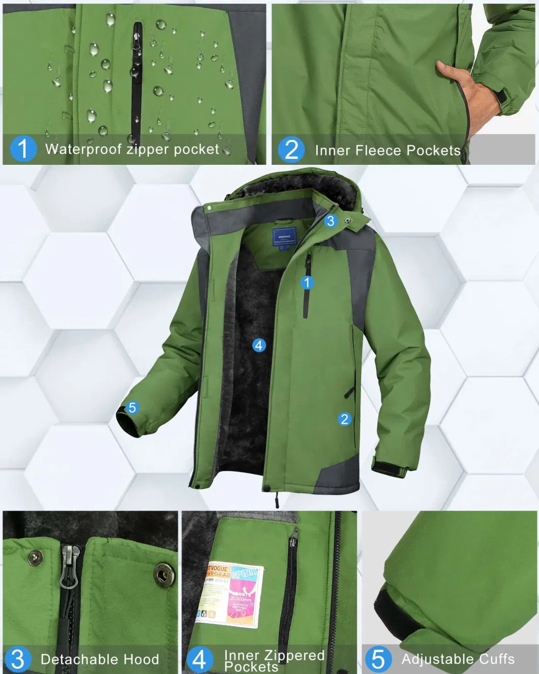 Asiapo China Factory Men&prime;s Winter Outdoor Ski Snow Jacket Mountain Waterproof Windproof Breathable Rain Jacket